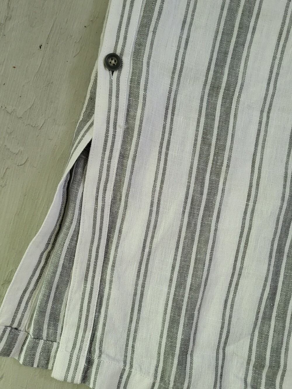 Garnet Hill Terra 100% Linen Dress Striped Midi Sleeveless White Gray Medium M - Picture 5 of 6